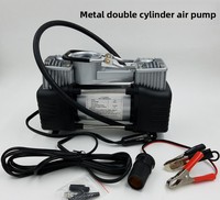 Yara Model 057 12V Metal Double Cylinder Car Inflatable Pump with Tire Pressure Gauge Light Portable Outdoor Emergency Inflator