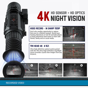 กล้องส่องกลางคืน TRV 4K กันน้ำ สำหรับล่าสัตว์ พร้อม LRF, PIP, บันทึกวิดีโอ, รองรับ WIFI, รองรับ OEM, กำลังขยาย 4-16 เท่า แบบดิจิตอล - Product Image 3