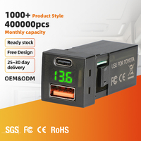 Chargeur rapide pour voiture Toyota RAV4 Camry Prado CHR, 12/24V 30W+18W USB A et Type C, prise de charge intégrée avec affichage de la tension LED
