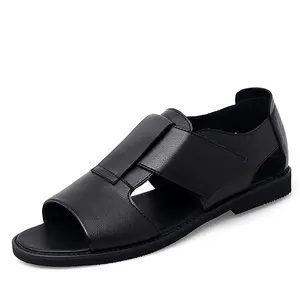 Sandalias de cuero de vaca para hombre, calzado de talla grande, de alta calidad, para la playa