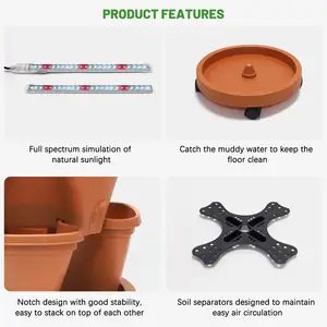 16 Pots Herb Grow Kit Intérieur Vertical Jardin Sol Plantation Kit Fleur Laitue Fraise Planteur