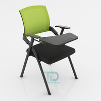 Chaise de formation pliable Foshan avec tablette d'écriture intégrée, structure en tube métallique, idéale pour l'école, la salle de conférence, le bureau et les réunions