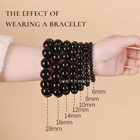 Bracelets en obsidienne noire naturelle de haute qualité, pierres volcaniques, accessoires énergétiques, design moderne, bijoux Qiao