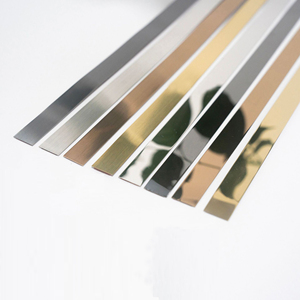 Bandes métalliques autocollantes à bord plat personnalisées, en acier inoxydable, ruban adhésif auto-adhésif, finition brossée, miroir doré, lignes de bordure - Product Image 1