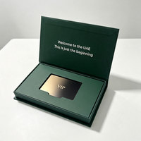 Boîte cadeau verte à couvercle rabattable avec design personnalisé, kit de lancement de carte de membre, emballage de carte de crédit avec logo personnalisé, boîte en papier