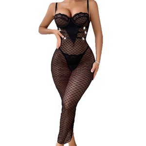 Nouvelle Robe Longue en Dentelle Sexy pour Femme, Modèle Été 2025, en Mousseline, Coupe Ajustée, Taille Naturelle, avec Détail Avant - Product Image 5