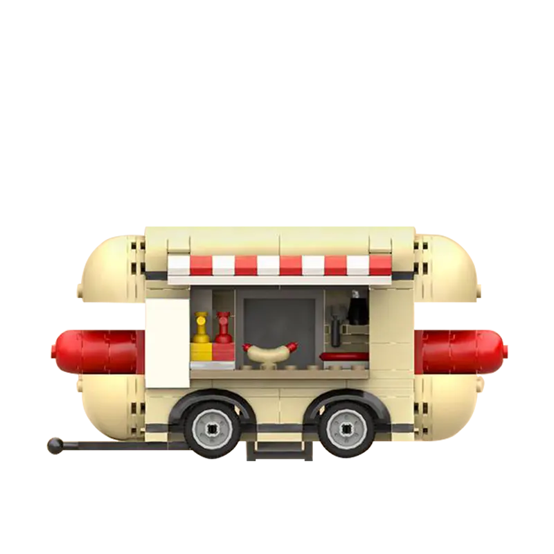 GoldMoc Hotdog Trailer Spielzeug Ziegel Minifigur-Scaled Food Truck Bausteine Assembled Toys