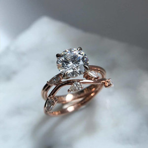 Anello creativo a forma di foglia per donna, design con intarsi scintillanti, gioielli eleganti e alla moda - Product Image 5