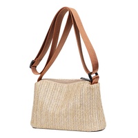 Sac à main rétro européen et américain en paille tressée pour femme, personnalisé en usine, avec fermeture éclair, tendance, pour l'été, sac de plage, bandoulière croisée