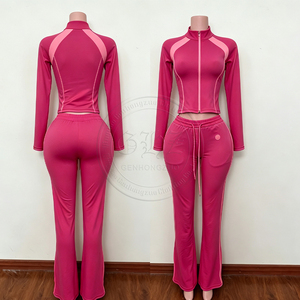 Nuovi Arrivi Abbigliamento Y2k, Tuta in Velluto a Righe con Logo Personalizzato per Donne, Giacca con Zip e Pantaloni Jogger, <span class=keywords><strong>Set</strong></span> <span class=keywords><strong>Due</strong></span> <span class=keywords><strong>Pezzi</strong></span> da <span class=keywords><strong>Donna</strong></span> - Product Image 4
