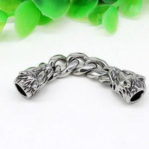 Perles entretoises en acier inoxydable Yunnique en forme de tête de loup pour la fabrication de bracelets, procédé de moulage de forme irrégulière - Product Image 5