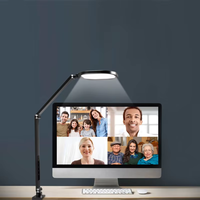 Lampe de bureau LED avec zoom, éclairage pour vidéoconférences et réunions, lampe de bureau avec pince, lampe de bureau pour le bureau