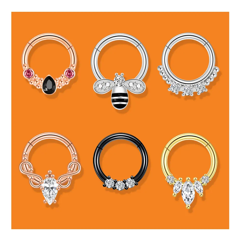 Kuchen sexy 14 Karat Gold indischen chirurgischen Stahl baumeln Septum Nasenringe Reifen für Frauen Design Stud Edelstahl