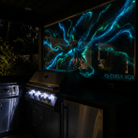 Collection de pods de barbecue professionnels modernes et robustes pour l'extérieur, cuisine modulaire en acier inoxydable avec réfrigérateur intégré et barbecue à gaz