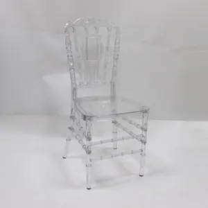 Schlussverkauf klarer transparenter Harz Chiavari-Stuhl weiß Kunststoff Acryl Hochzeitsstuhl Chivari Großhandel Phoenix Napoleon-Stuhl