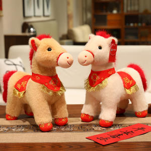 Caballo de Peluche de la Suerte Estilo Chino con Bufanda Roja de Bendición, Muñeco de Peluche Suave Hipoalergénico de Poliéster, Regalo Festivo - Product Image 5