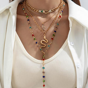 Женские европейско-американские простые длинные тонкие многослойные браслеты из меди с геометрическим узором в виде змеи, полностью инкрустированные стразами - Product Image 6