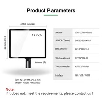 Schermo Touch Personalizzato da 19 Pollici con Controller EETI ILITEK, USB, Stilo a Guanto, Pannello Touch Capacitivo Proiettato (PCAP) AG AR AF