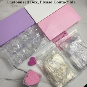 Puntas de uñas de pato Cubierta completa Flare Clear Curved Duck Feet Style Media cubierta <span class=keywords><strong>Pies</strong></span> anchos falsos Extensión francesa XL Puntas de uñas de pato - Product Image 6