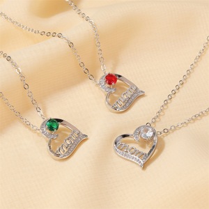 <span class=keywords><strong>MIO</strong></span>, nuevo collar de joyería de moda, collar de plata con letras de corazón, colgante de <span class=keywords><strong>diamantes</strong></span> brillantes para regalo del Día DE LA MADRE ajustable - Product Image 3