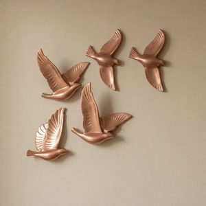 Sculpture murale d'oiseau volant 3D en aluminium rose doré, faite à la main, style Art Déco, décoration murale animale pour la maison - Product Image 1
