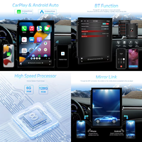 Podofo Autoradio Android 9.7 pouces 6 + 128 Go, autoradio sans fil CarPlay Android Auto BT/WiFi/GPS/FM/RDS/écran vertical double USB