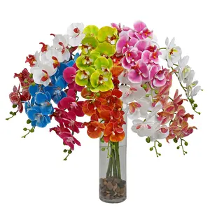 AF0506 9 Köpfe 3D-gedruckte gefälschte weiße Schmetterlings orchidee Künstliche Phalaenopsis Real Touch Latex Orchideen blumen