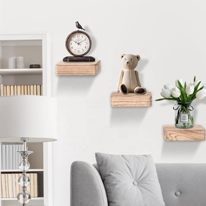 6x6 mini sabit raf set <span class=keywords><strong>3</strong></span> ekran için ledges duvar rustik ahşap raf yatak odası banyo mutfak duvar rafları ev dekor için - Product Image 2