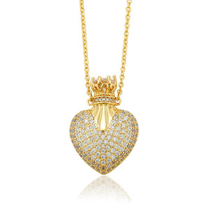 Bijoux xup en or 14K, en forme de cœur, couronne élégante, collier de mariée, plaqué or, pour la saint-valentin, 44253 - Product Image 1