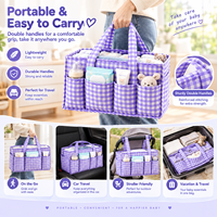 Organisateur de couches pour bébé avec poignée, panier de rangement portable pour couches et lingettes, sac organisateur pour voiture