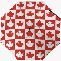Parapluie pliant entièrement automatique avec motif drapeau national du Canada, imprimé multi-scènes, résistant à la pluie et au soleil
