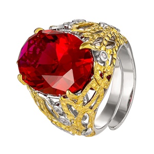 Fashion Jewelry Eco-friendly Copper 13*18mm Cubic Zirconia Large Colorful Statement Hollow Out Band <b>Rings</b> for Premium Daily Wear - Product Image 1