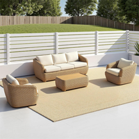 Ensemble de conversation en rotin PE pour l'extérieur 360 °   Ensemble de canapés en rotin pivotants pour patio, idéal pour jardin, villa, bord de piscine