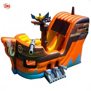 Grand parcours d'obstacles gonflable palpitant avec double toboggan et château gonflable pirate pour les opérations de fêtes foraines et de stations touristiques - Product Image 4