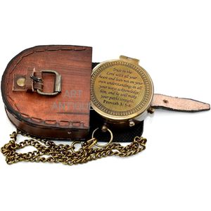 ALFA NAUTICAL Nautical Brass 2 Inch Portable Pocket <b>Compass</b> <b>Engraved</b> Proverbs 3:5-6 Leather Case Christian Inspirational Bible - Product Image 6