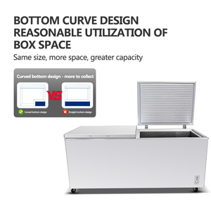 Congélateur horizontal commercial à double porte pour supermarché, refroidissement par air, pour viande, type coffre profond - Product Image 3