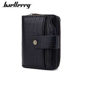 Tarjetero Baellerry para Hombre, Cartera con Cierre de 4 Pulgadas, Diseño de Piedra Negra, Estuche para Tarjetas de Crédito, Uso Diario - Product Image 1