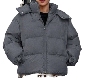 Chaqueta Acolchada Gruesa Bordada Transpirable de Invierno Estilo Casual Diseño Burbuja Impermeable con Cremallera de Lona para Mujer - Product Image 2