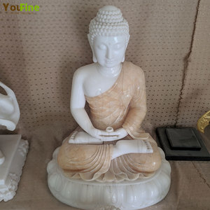 Large White Natural <strong>Stone</strong> Marble <strong>Buddha</strong> Sitting in Meditation - Product Image 5