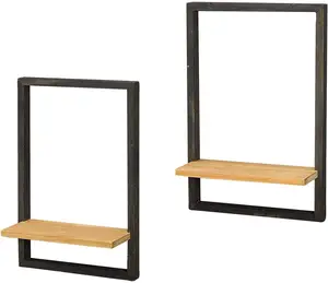 Holz Schwimm Hängen Regale, Natürliche Holz Wand Montiert Display Regal, Set von 2