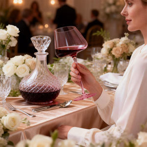 Бокалы для белого вина из розового хрусталя ручной работы от фабрики CnGlass, 100% ручная работа, роскошные бокалы для красного вина на длинной ножке для свадьбы - Product Image 3