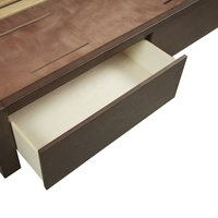 Lit de rangement personnalisable en bois massif sculpté à la main, style américain, chêne foncé, avec rembourrage doux, pour chambre à coucher