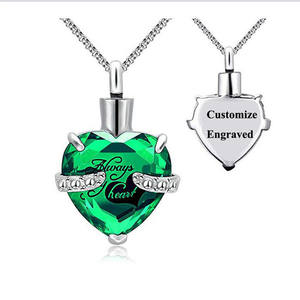 Colgante de acero inoxidable con forma de corazón para cumpleaños, botella de perfume funerario con urna de piedra de 12 meses, para cenizas, conmemorativo - Product Image 5