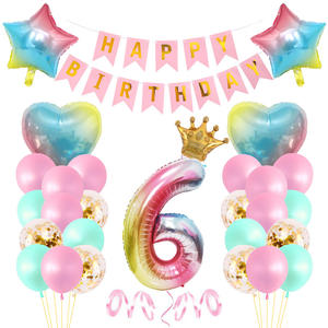 <span class=keywords><strong>Set</strong></span> di <span class=keywords><strong>compleanno</strong></span> per bambini con pellicola in alluminio <span class=keywords><strong>arcobaleno</strong></span> gradiente da 18 pollici con tema sirena. - Product Image 6