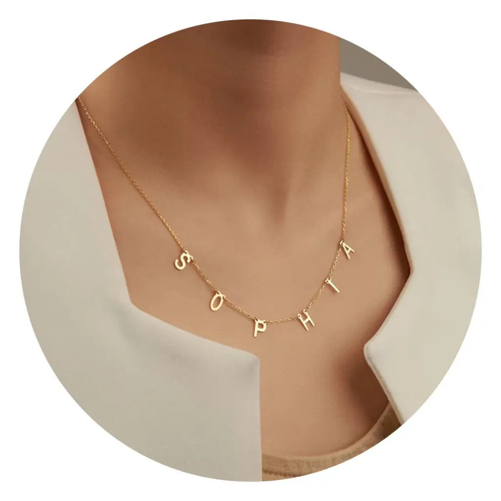 DIY Alphabet 18Kgp Necklace Price Dainty Gold Plated Fine Custom Name Letter Stainless Steel Fashion Jewelry Necklaces