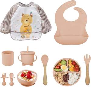 ชุดอาหาร<span class=keywords><strong>เด็ก</strong></span> 11 ชิ้น ยี่ห้อ Ama Zon ปี 2025 ประกอบด้วย จานพร้อมฐานดูด ช้อนและส้อม ผ้ากันเปื้อนปรับได้ ปลอดสาร BPA ผลิตจากซิลิโคนเกรดอาหาร - Product Image 3