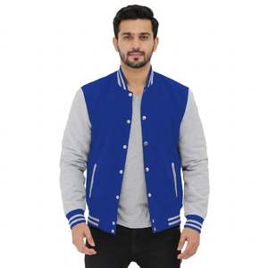 Veste universitaire décontractée pour homme, en cuir et laine, personnalisable, vente en gros - Product Image 1