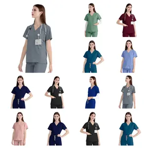 RTS Quick-Drying LOGO Customize Short-Sleeved Surgical Work Unisex Oral Doctor Pet Nurse Uniforms Scrub Sets