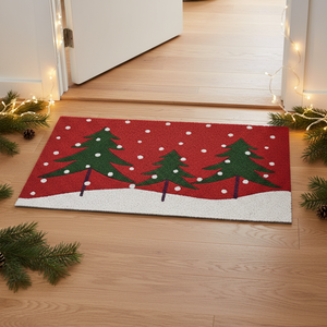 Paillasson <span class=keywords><strong>d</strong></span>'<span class=keywords><strong>hiver</strong></span> pour arbre de Noël, antidérapant, flocon de neige rouge, paillasson de bienvenue pour la <span class=keywords><strong>d</strong></span>écoration intérieure et extérieure de la maison - Product Image 1