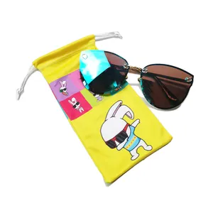 Custom Logo Printed Microfiber Bag Kids Eyeglasses Bag Drawstring Pouch Eyewear Glasses Storage Optical Glasses Packing HSQ-1100